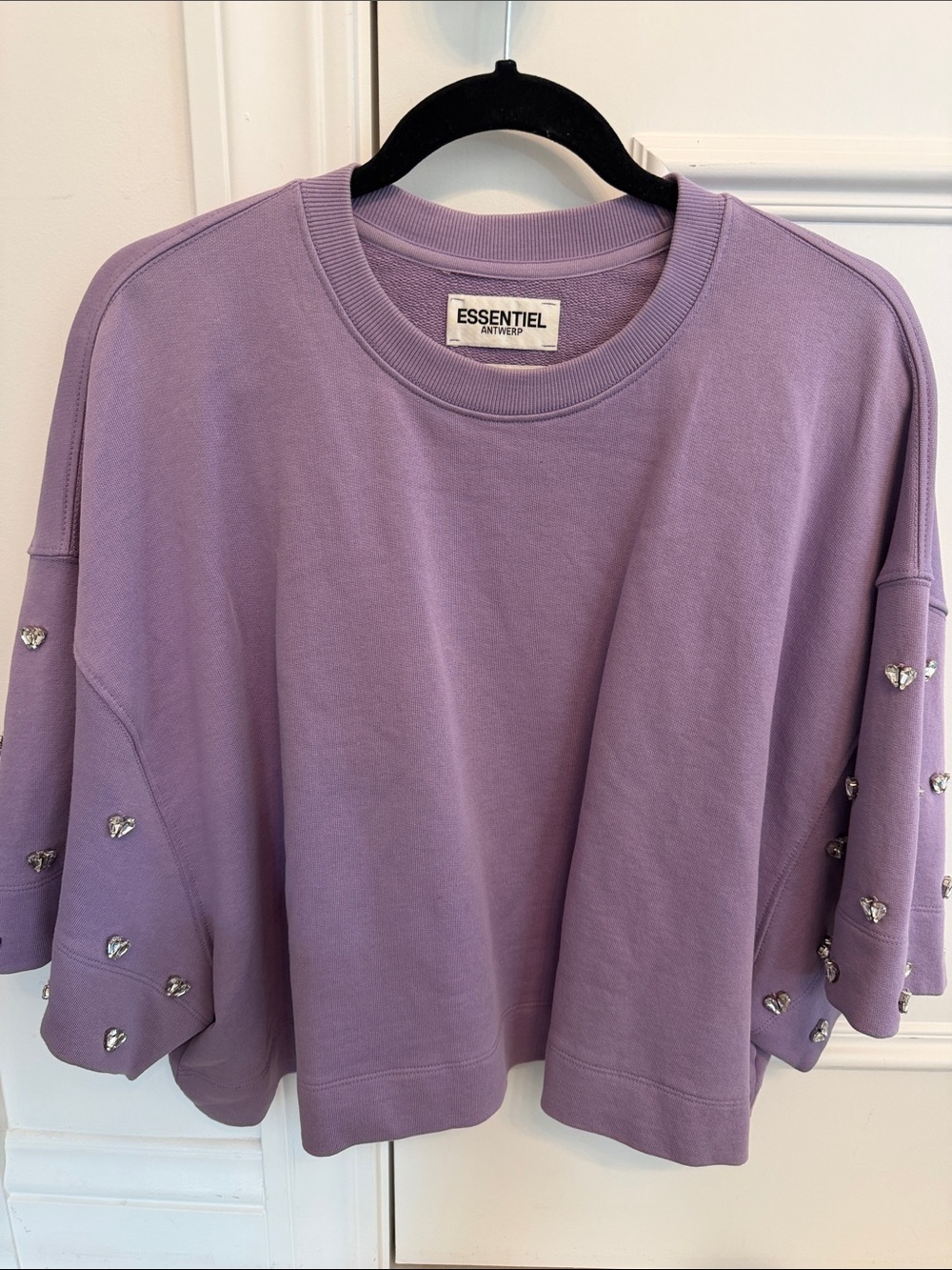 Essentiel Lavender Crystal-Embellished Crewneck Sweatshirt